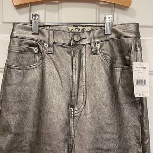 Free People Phoenix coated jeans in silver size 26 NWT